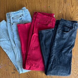 Women's Jeans - Light Blue, Red, Black